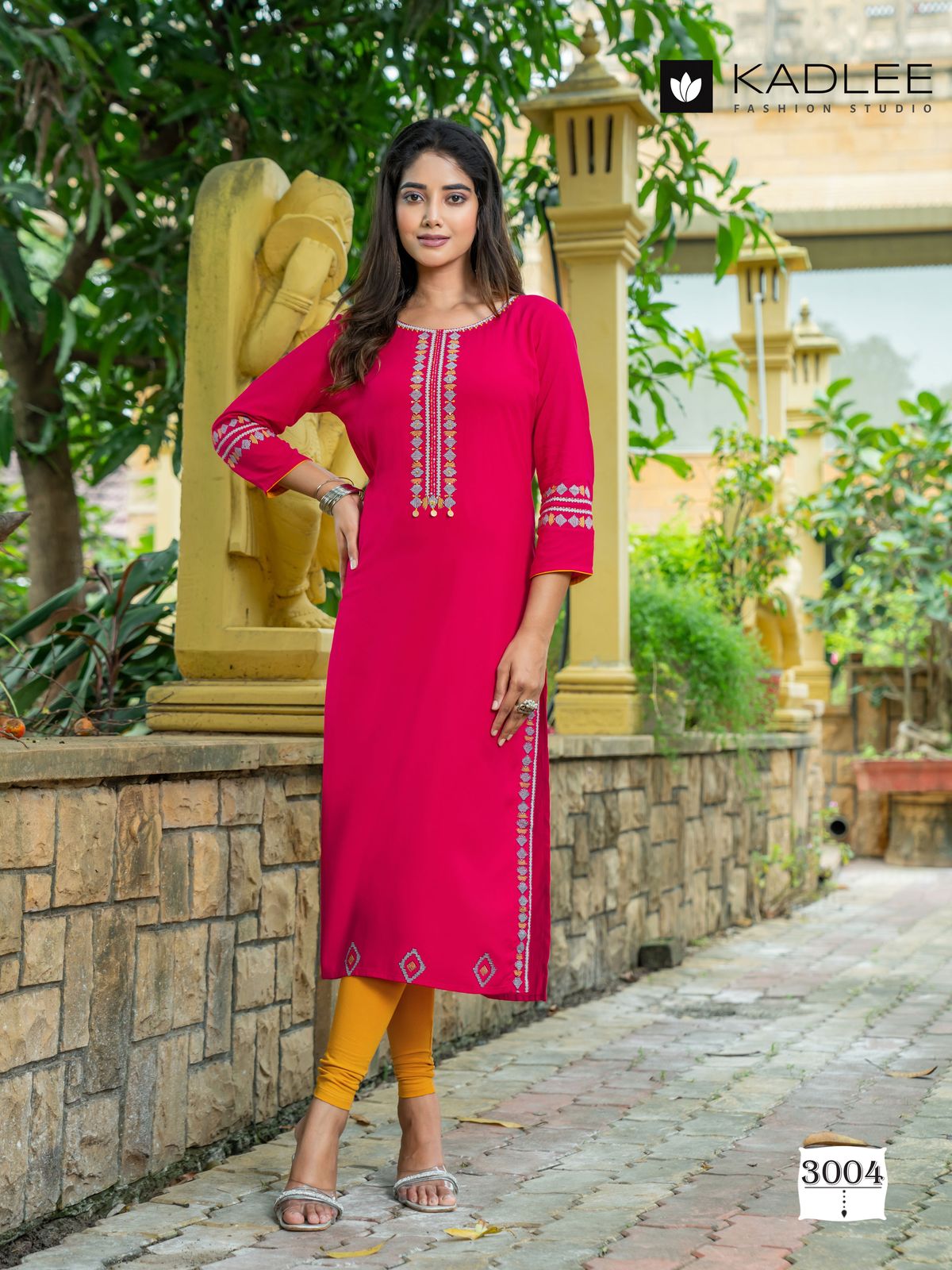 Chanchal By Kadlee Rayon Embroidery Kurti Bottom With Dupatta Orders In India